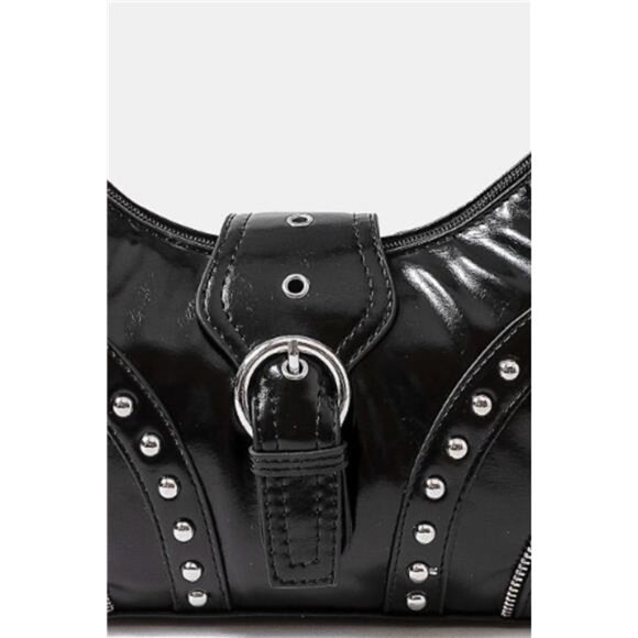 NWT Fame Faux Leather Studded Trim Shoulder Bag - Picture 3 of 3